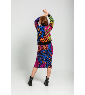 Falda de punto multicolor con estampado animal print – Lolina Caótica
