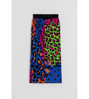 Falda de punto multicolor con estampado animal print – Lolina Caótica