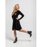 Vestido mini negro de canalé con rayo y ojo bordado – Lolina Let’s Dance