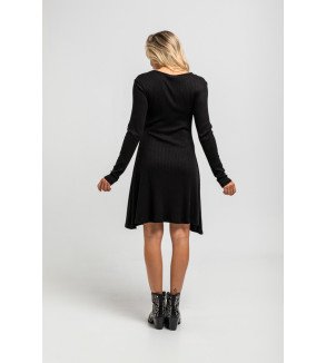 Vestido mini negro de canalé con rayo y ojo bordado – Lolina Let’s Dance