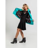 Vestido mini negro de canalé con rayo y ojo bordado – Lolina Let’s Dance