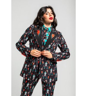 Blazer con estampado de Bowie y rayos eléctricos – Lolina Let’s Dance