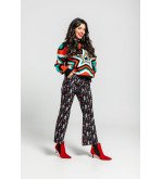 Suéter de punto con estampado de estrellas Bowie en tonos rojo, verde y negro – Lolina Starwoman