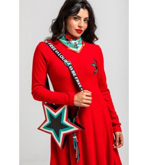 Bolso en forma de estrella con diseño Bowie multicolor – Lolina Starwoman
