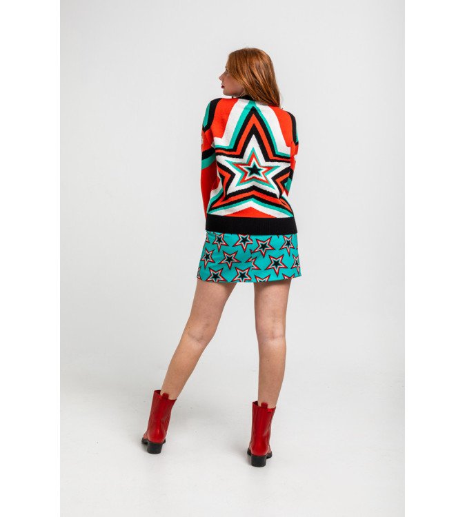 Mini falda turquesa con estampado de estrellas Bowie – Lolina Starwoman