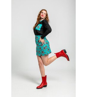 Mini falda turquesa con estampado de estrellas Bowie – Lolina Starwoman