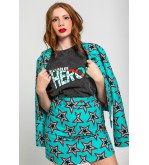 Mini falda turquesa con estampado de estrellas Bowie – Lolina Starwoman