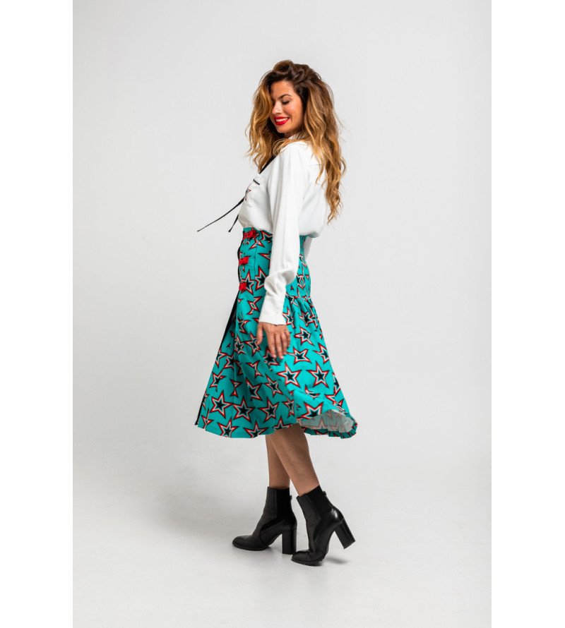 Falda grunge con estampado de estrellas y rayo Bowie – Lolina Starwoman