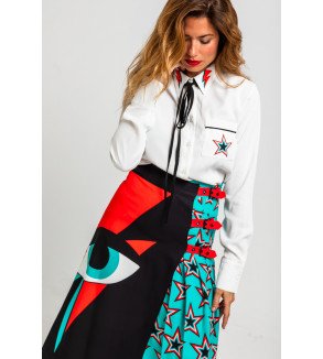 Falda grunge con estampado de estrellas y rayo Bowie – Lolina Starwoman