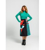 Suéter fino turquesa con bordado de rayo y ojo Bowie – Lolina We Can Be Heroes