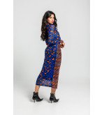 Camiseta tipo polo con estampado variado animal print azul y naranja – Lolina Caótica