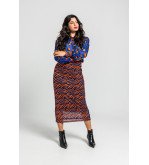 Camiseta tipo polo con estampado variado animal print azul y naranja – Lolina Caótica