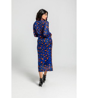 Falda tubo de tul con estampado animal print azul y naranja – Lolina Caótica