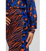 Falda tubo de tul con estampado animal print azul y naranja – Lolina Caótica