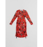 Vestido rojo drapeado con estampado Bowie – Lolina We Can Be Heroes
