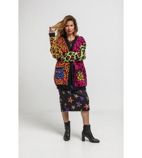 Cárdigan largo multicolor con estampado animal print – Lolina Caótica