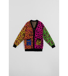 Cárdigan largo multicolor con estampado animal print – Lolina Caótica