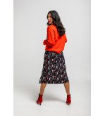 Suéter rojo tejido con estampado Bowie y rayo – Lolina Let’s Dance