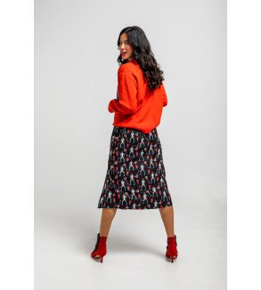 Suéter rojo tejido con estampado Bowie y rayo – Lolina Let’s Dance