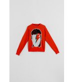 Suéter rojo tejido con estampado Bowie y rayo – Lolina Let’s Dance