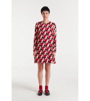 Vestido corto de viscosa estampado corazones rojos – Compañía Fantástica Heart Attack