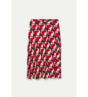 Falda midi viscosa estampado corazones rojos – Compañía Fantástica Heart Attack