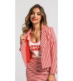 Chaqueta croped de rayas .