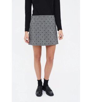 Falda mini gris con corazones negros – Compañía Fantástica