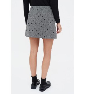 Falda mini gris con corazones negros – Compañía Fantástica