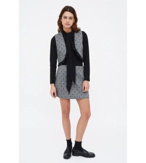 Falda mini gris con corazones negros – Compañía Fantástica