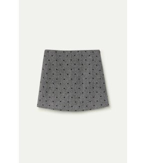 Falda mini gris con corazones negros – Compañía Fantástica