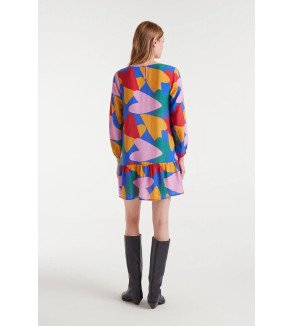 Vestido corto de crepé ligero con estampado Cupido multicolor – Compañía Fantástica