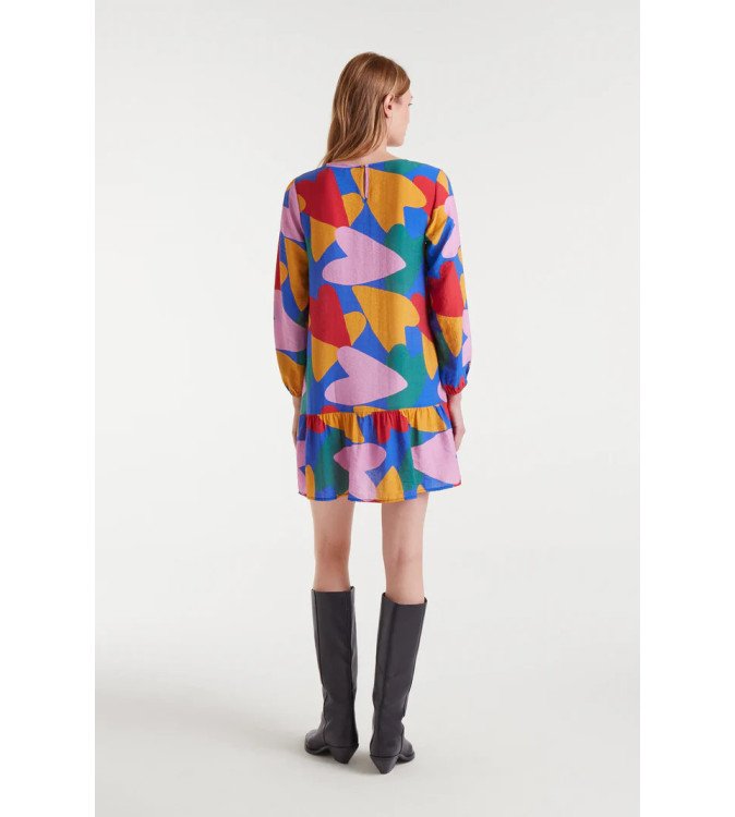 Vestido corto de crepé ligero con estampado Cupido multicolor – Compañía Fantástica