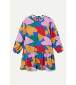 Vestido corto de crepé ligero con estampado Cupido multicolor – Compañía Fantástica