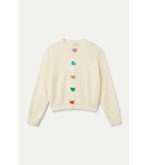Cárdigan blanco con botones de corazones multicolor – Compañía Fantástica