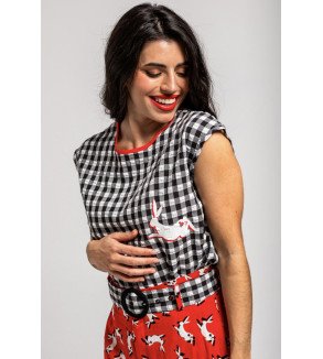 Camisa sin mangas de cuadro vichy