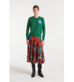 Jersey verde de punto con corazón azul bordado – Compañía Fantástica