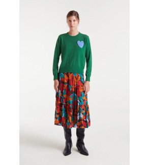 Jersey verde de punto con corazón azul bordado – Compañía Fantástica