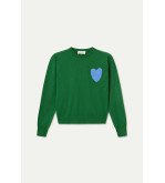 Jersey verde de punto con corazón azul bordado – Compañía Fantástica