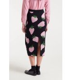 Falda midi jacquard con estampado de fresas rosas – Compañía Fantástica Morango