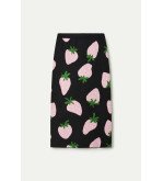 Falda midi jacquard con estampado de fresas rosas – Compañía Fantástica Morango