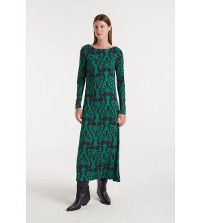Vestido largo verde con estampado Baroque – Compañía Fantástica