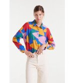 Camisa crepé ligero con estampado Cupido