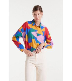 Camisa crepé ligero con estampado Cupido